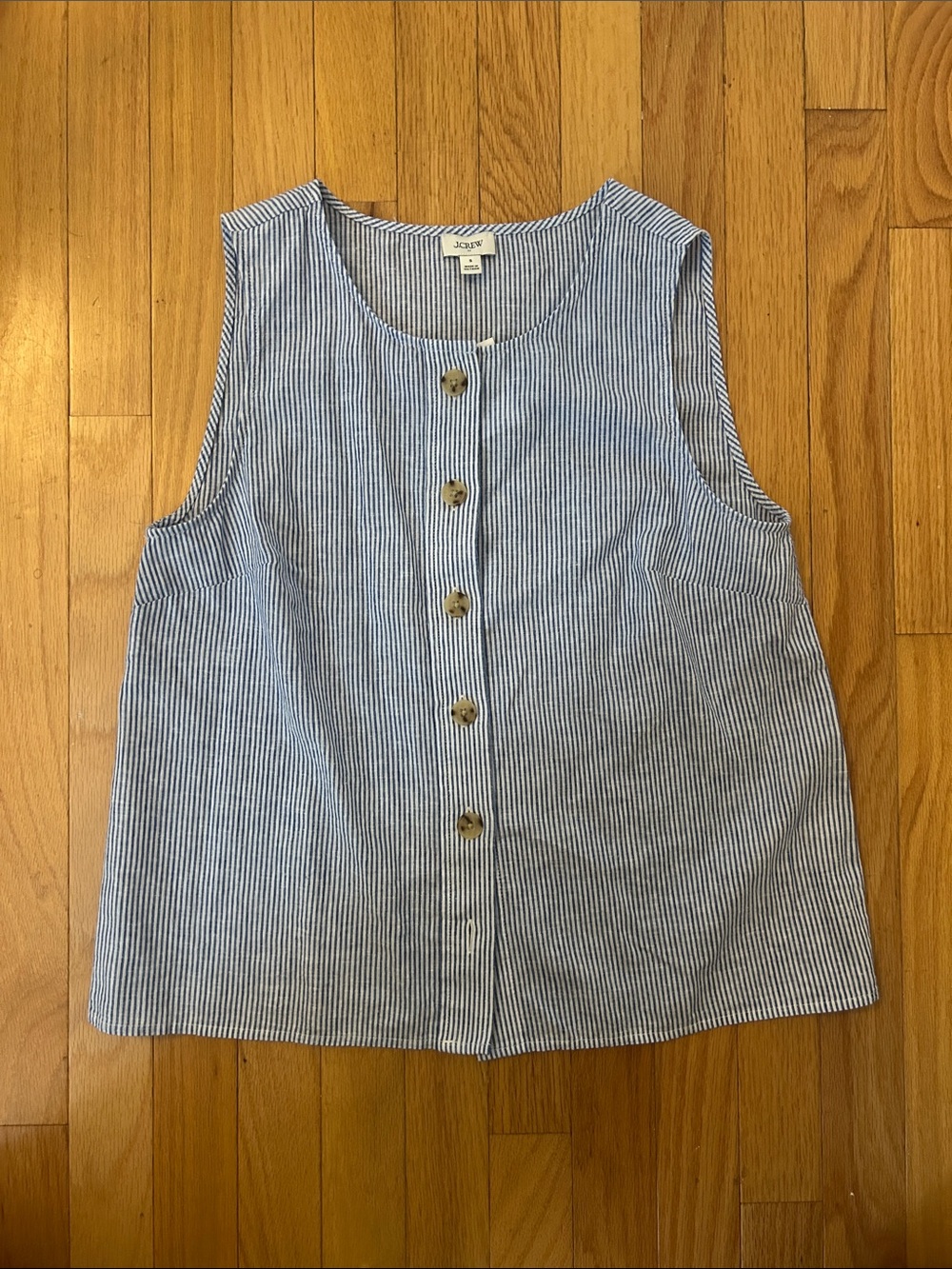 J Crew Button Up stripes button up size Small BNWT sleeveless linen